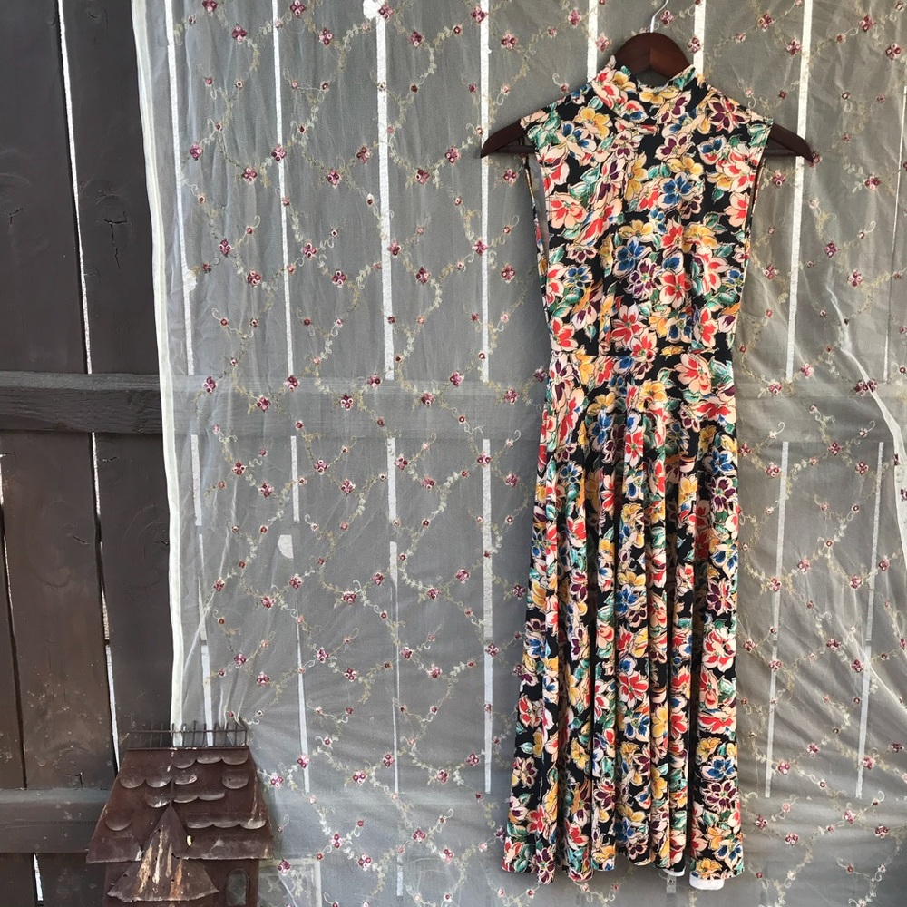 Zara 70s inspired floral mock neck dress S